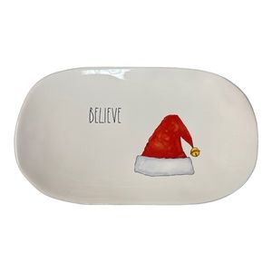 Rae Dunn "BELIEVE" Santa Hat Platter Dish